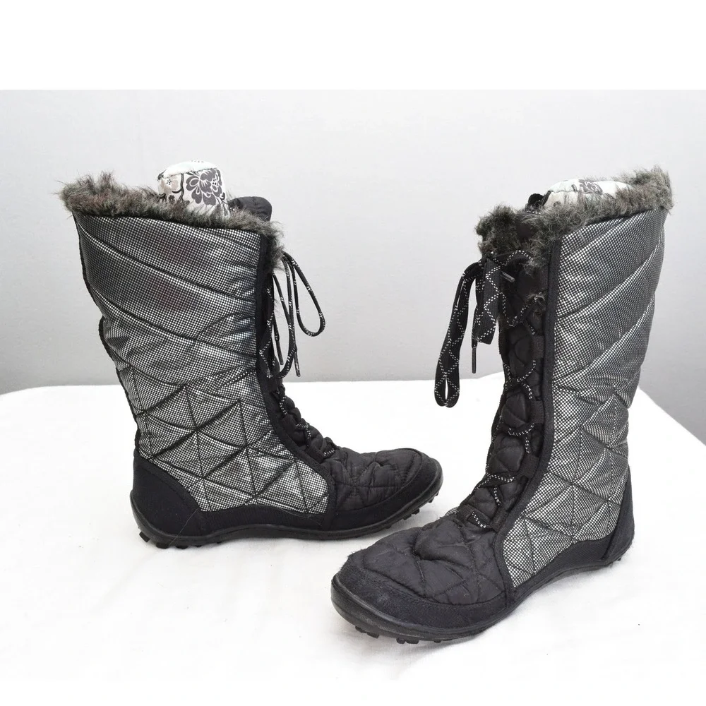 Columbia Minx Mid II Omni-Heat Boots 8.5 Black Silver Waterproof Women Winter